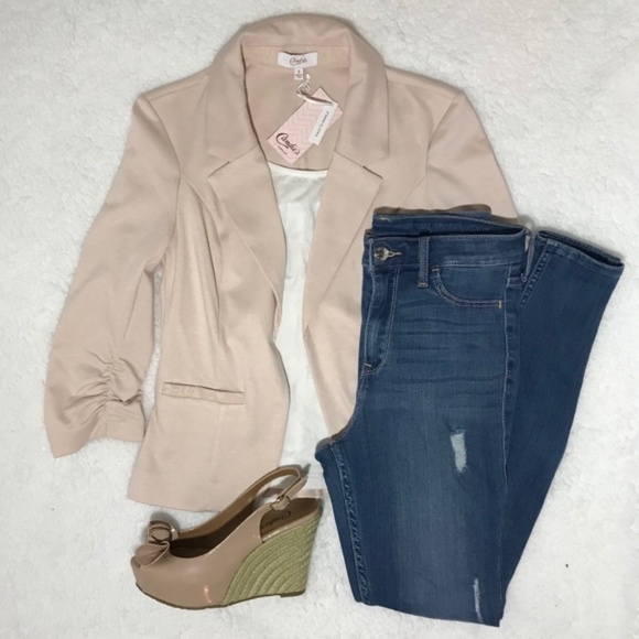 Candie's® Ruched Lace Knit Blazer in Blush - NWT - Picture 3 of 4
